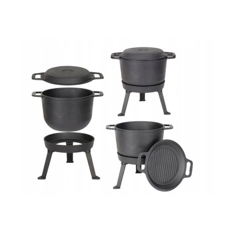 Ketaus puodas 3in1, stovas, keptuvė, 5l
