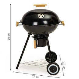 Sodo kepsninė su dangteliu ant ratukų, nešiojamasis anglinis trikojis su lentyna