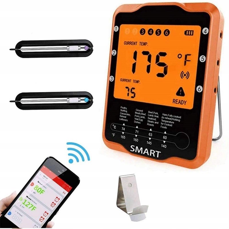 Belaidis virtuvės mėsos termometras su grilio zondu