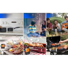 Belaidis virtuvės mėsos termometras su grilio zondu