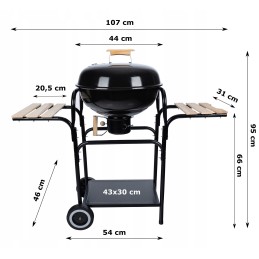 Sodo kepsninė su anglimis ant ratų, didelė keptuvė, 3x lentynos, bbq briketų grilis