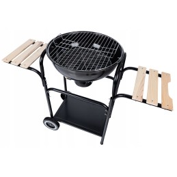 Sodo kepsninė su anglimis ant ratų, didelė keptuvė, 3x lentynos, bbq briketų grilis