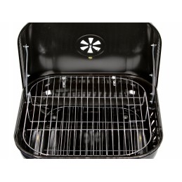 Sodo anglies grilis su metalinėmis grotelėmis, didele rankena ir ratukais sodui