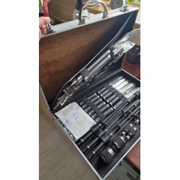 XXL grilio rinkinys lagamine, priedai, 33 viename plieniniai grilio indai