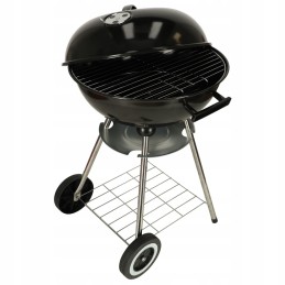 Garden charcoal grill with cover, large round ash pan