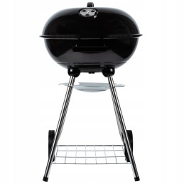Garden charcoal grill with cover, large round ash pan