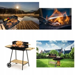 Reguliuojamos anglies kepsninės su lentynomis