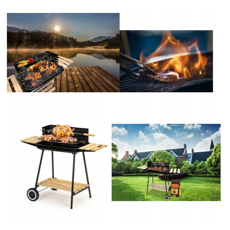 Reguliuojamos anglies kepsninės su lentynomis