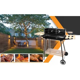 Reguliuojamos anglies kepsninės su lentynomis