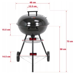 Nebrangus medžio anglies grilis lund garden kietos 41 cm grotelės su dangteliu