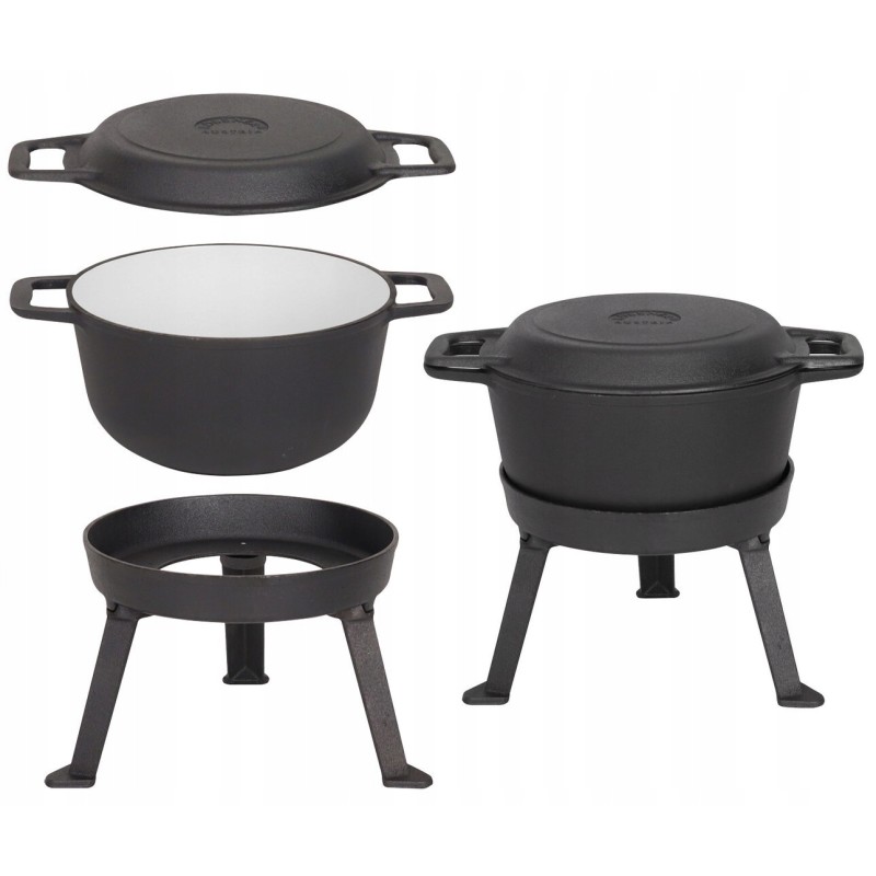 5 l medžioklinis virdulys 2 viename keptuvės grilio puodas