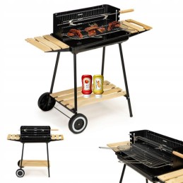 Anglies kepsninė su lentynomis, reguliuojamos dvigubos grotelės, grilis ant ratukų