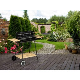 Anglies kepsninė su lentynomis, reguliuojamos dvigubos grotelės, grilis ant ratukų