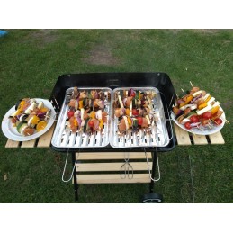 Anglies kepsninė su lentynomis, reguliuojamos dvigubos grotelės, grilis ant ratukų