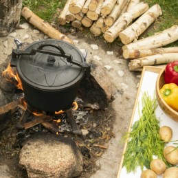 Medžioklinis virdulys 5l, emaliuotas ketaus puodas