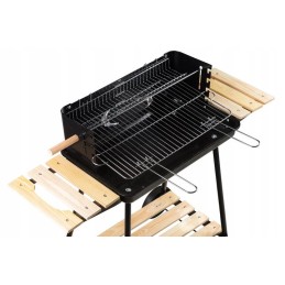 Nešiojama medžio anglių kepsninė su lentynomis ir 2 reguliuojamomis grotelėmis