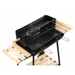 Nešiojama medžio anglių kepsninė su lentynomis ir 2 reguliuojamomis grotelėmis