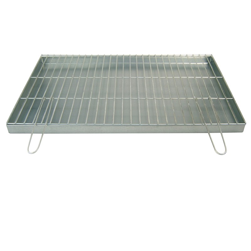 Grotelės griliui statyti 80x50 - skersmuo 4mm - sulankstomos rankenos - chromuotos su krosnele / pelenine