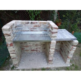 Grotelės griliui statyti 80x50 - skersmuo 4mm - sulankstomos rankenos - chromuotos su krosnele / pelenine