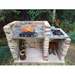 Grotelės griliui statyti 80x50 - skersmuo 4mm - sulankstomos rankenos - chromuotos su krosnele / pelenine