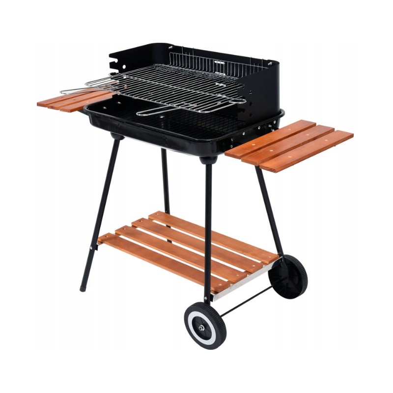 Grilis su anglimis, sulankstomos lentynos, grotelės, 53 cm