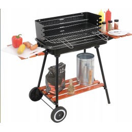 Grilis su anglimis, sulankstomos lentynos, grotelės, 53 cm