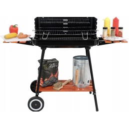 Grilis su anglimis, sulankstomos lentynos, grotelės, 53 cm