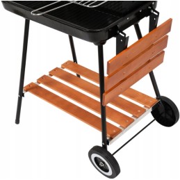 Grilis su anglimis, sulankstomos lentynos, grotelės, 53 cm