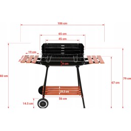 Grilis su anglimis, sulankstomos lentynos, grotelės, 53 cm