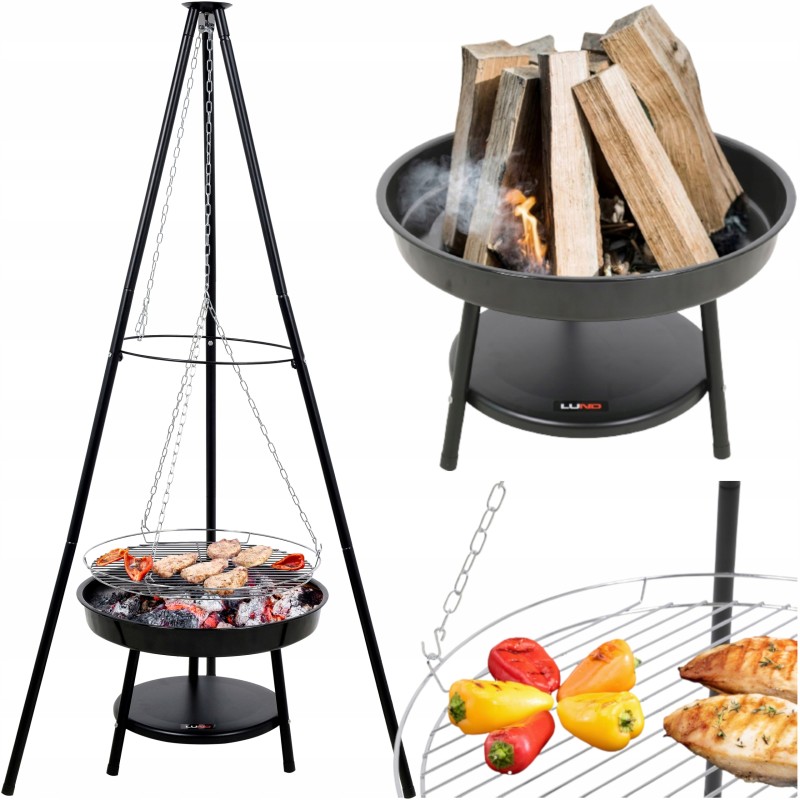 ️Sodo kepsninė su anglimis, pakabinamas židinys, 46cm grotelės