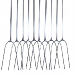 Nerūdijančio plieno laužo šakės 140cm 5 vnt + nerūdijančio plieno atramos 5 vnt