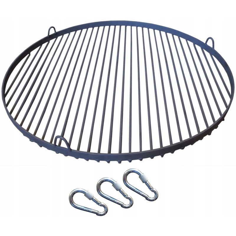 Plieninės 70 cm skersmens grotelės. grotelės tinka grandinėle patraukiamiems trikojams, laužui, židiniui ir kt.