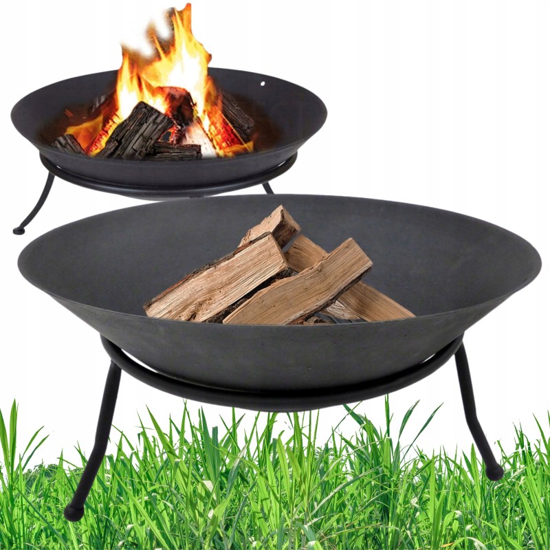 Milano sodo laužavietė 60 cm grilio ugniai, juodas plieninis katilas