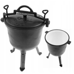 Ketaus emaliuotas medžioklinis puodas 5l puodas laužui mk102