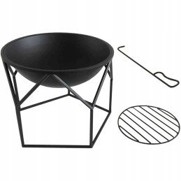 Židinys, sodo laužavietė, grilis, grotelės, dubuo, 43 cm