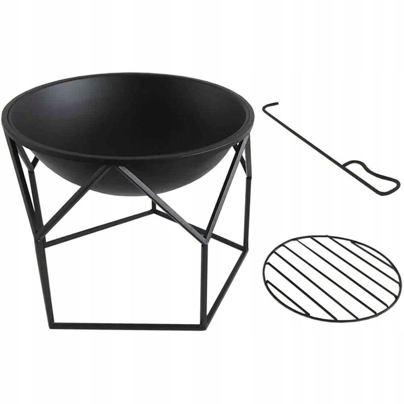 Židinys, sodo laužavietė, grilis, grotelės, dubuo, 43 cm