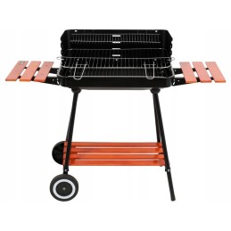 Sodo kepsninė su anglimis, sulankstomos lentynos, ratai, grotelės, 53 cm