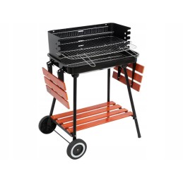 Sodo kepsninė su anglimis, sulankstomos lentynos, ratai, grotelės, 53 cm