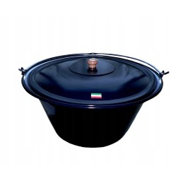 Hungarian enameled cauldron 8l stand 120 cm lid and spoon