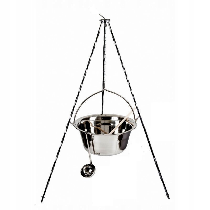 Hungarian stainless steel cauldron 8l stand 120cm