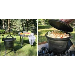 Ketaus medžioklės puodas, 8 litrai, skirtas ugniai