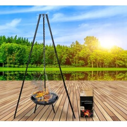 ⭐ Sodo kepsninė su anglimis, stabilus trikojis, 2 viename laužavietė ⭐