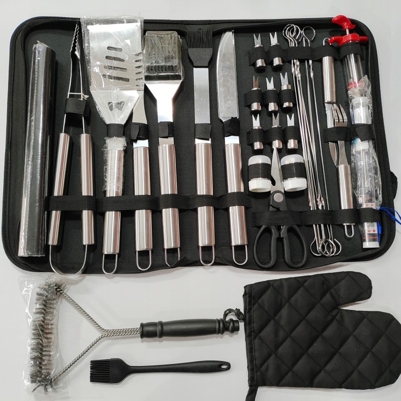 Dovanų rinkinys aukščiausios kokybės priedai BBQ grilio įrankiai xxl dėklas