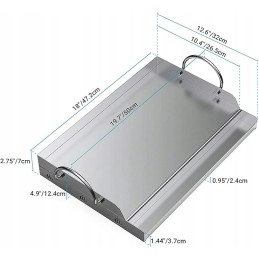 „Onlyfire“ universalios nerūdijančio plieno plancha keptuvės, skirtos anglies, dujinėms ir kt. kepsninėms, stačiakampės, 47 x 32