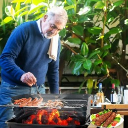 Metalinė anglis sodo kepsninė su iešmu, didelė briketinė kepsninė su lentynomis