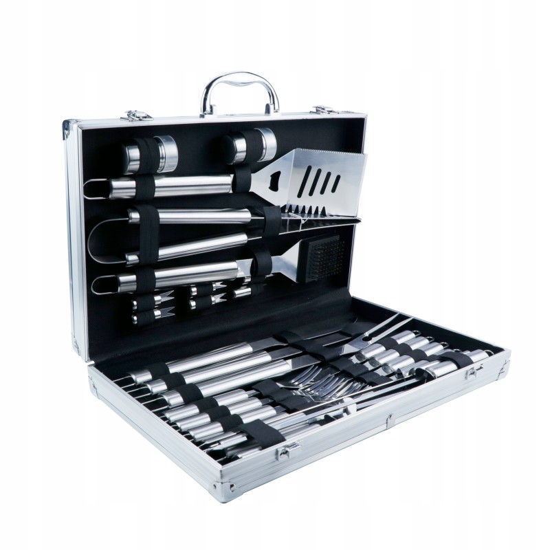 Dovanų kepsninės rinkinys, nerūdijantis plienas, 26 viename, lagaminas