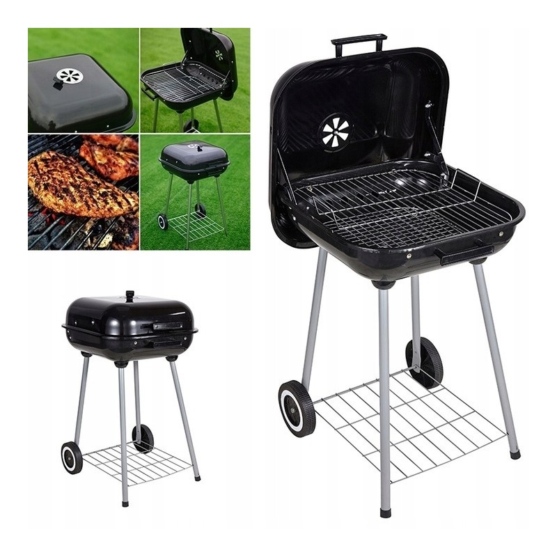 Sodo kepsninė su dangčiu ant ratukų ir cirkuliacijos reguliavimu, grotelės 40x45 cm