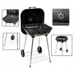 Sodo kepsninė su dangčiu ant ratukų ir cirkuliacijos reguliavimu, grotelės 40x45 cm