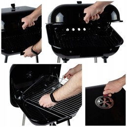 Sodo kepsninė su dangčiu ant ratukų ir cirkuliacijos reguliavimu, grotelės 40x45 cm