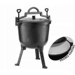 Ketaus 8 litrų talpos medžioklinis virdulys su emaliuota danga